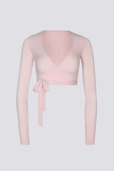 Soft Jersey Wrap Crop Top in Ballet Pink