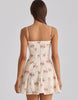 House Of Cb Dolly Ivory Vintage Rose Print Cotton Flared Mini Sundress In Ivory Vintage Rose Print