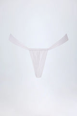 Ruched Thong Bikini Bottoms in White