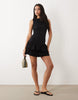 Fashionkilla Exclusive Cotton Rich Sleeveless Drop Waist Ruffle Hem Mini Dress In Black