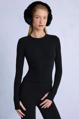 Thermal Long Sleeve Top in Black