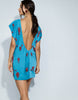 Open Back Cluster Embellished Mini T-Shirt Dress In Turquoise
