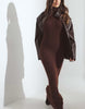 Na-Kd Knitted Wool Blend Turtleneck Maxi Dress In Warm Brown