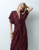 & Other Stories Draped Midi Dress In Wine