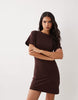 Cotton On Boxy Side Tuck T-Shirt Dress In Dark Oak