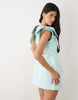 Asos Luxe Bow Shoulder Disc Mini Dress In Turquoise