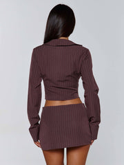 Lucy's KESSIA TOP BROWN PINSTRIPE