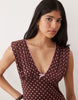 Miss Selfridge V-Neck Picot Trim Mini Dress In Polka Dot Print