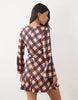 Nobody'S Child Romy Satin Bell Sleeve Mini Dress In Pink Check