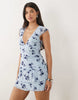 Motel Mowgli Flutter Sleeve Ruched Mini Dress In Leafy Blue