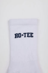 Ribbed Half-Crew Socks in White