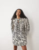 Sister Jane Nuit Tie Collar Detail Long Sleeve Mini Dress Co-Ord In Ivory Zebra
