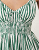 Abercrombie & Fitch V Neck Smocked Mini Dress Skort In White And Green Pinstripe