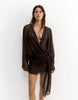 Pull&Bear Draped Wrap Dress In Brown