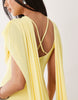 Mesh Cape Draped Mini Dress In Lemon