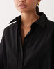 Wide Cuff Shirt Mini Dress With Bubble Hem In Black
