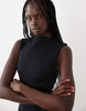 Cotton Rib Mini Dress In Black