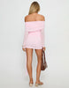 Princess Polly Rozalee Mesh Bardot Frill Drape Detail Mini Dress In Pink