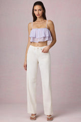 Mid-Rise Barrel-Leg Jeans in Ecru Wash