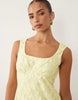Lace Mini Dress With Flippy Hem In Lemon
