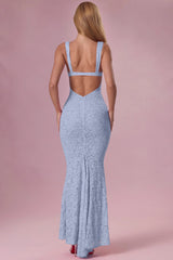 Premium Lace Sweetheart-Neck Gown in Powder Blue