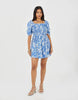 Brave Soul Smocked Short Sleeve Mini Dress In Blue