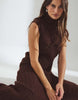 Na-Kd Knitted Wool Blend Turtleneck Maxi Dress In Warm Brown