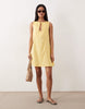 Slash Neck Keyhole Mini Sundress In Lemon Zest
