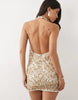 River Island Sequin Cowl Halterneck Mini Dress In Cream