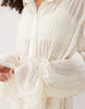 Sndys Shirred Tie Sleeve Chinch Waist Detail Mini Dress In Cream