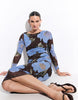New Look Polka Dot Floral Mesh Midi Dress In Blue & Brown