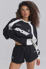 Soft Cotton Jersey Elasticated Mini Shorts in Black
