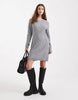 Vero Moda Long Sleeve Knitted Mini Dress In Medium Grey Melange