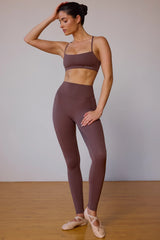 High-Waist Leggings in Taupe Brown