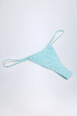 Broderie Anglaise Drawstring Bikini Bottoms in Powder Blue