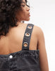 The Ragged Priest Godet Panel Denim Mini Dress In Charcoal