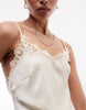 Monki Lace Detail Satin Slip Mini Dress In Off White