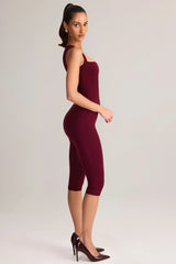 Modal Mid-Rise Capri Leggings in Wine