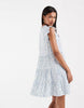 Vero Moda Frill Trim Babydoll Mini Dress In Blue And White Floral Print