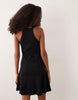 Rib Seam Detail Halter Mini Dress In Black