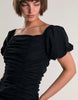 Glamorous Ruched Bardot Mini Dress In Black