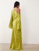 Tall Fallen Shoulder Long Sleeve Column Maxi Dress In Light Olive