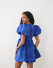 Sister Jane Clover Exclusive Jacquard Puff Sleeve Mini Dress In Cobalt Blue