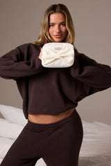 Corduroy Bow Makeup Bag in Ivory