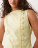 Slash Neck Asymmetric Waistcoat Mini Sundress With Dropped Waist In Lemon