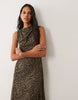 Mango Sleeveless Midi Dress In Leopard Print