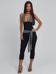 Lucy's MALANI CAPRI JUMPSUIT BLACK STRIPE