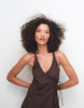 Cotton On Isabelle Wrap Halter Mini Dress In Rich Mocha