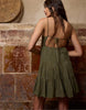 Stradivarius Short Dress With Open Back In Khaki