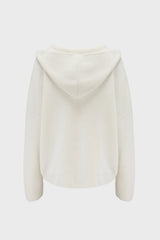 Ribbed Knit Oversized Hoodie in Ivory
